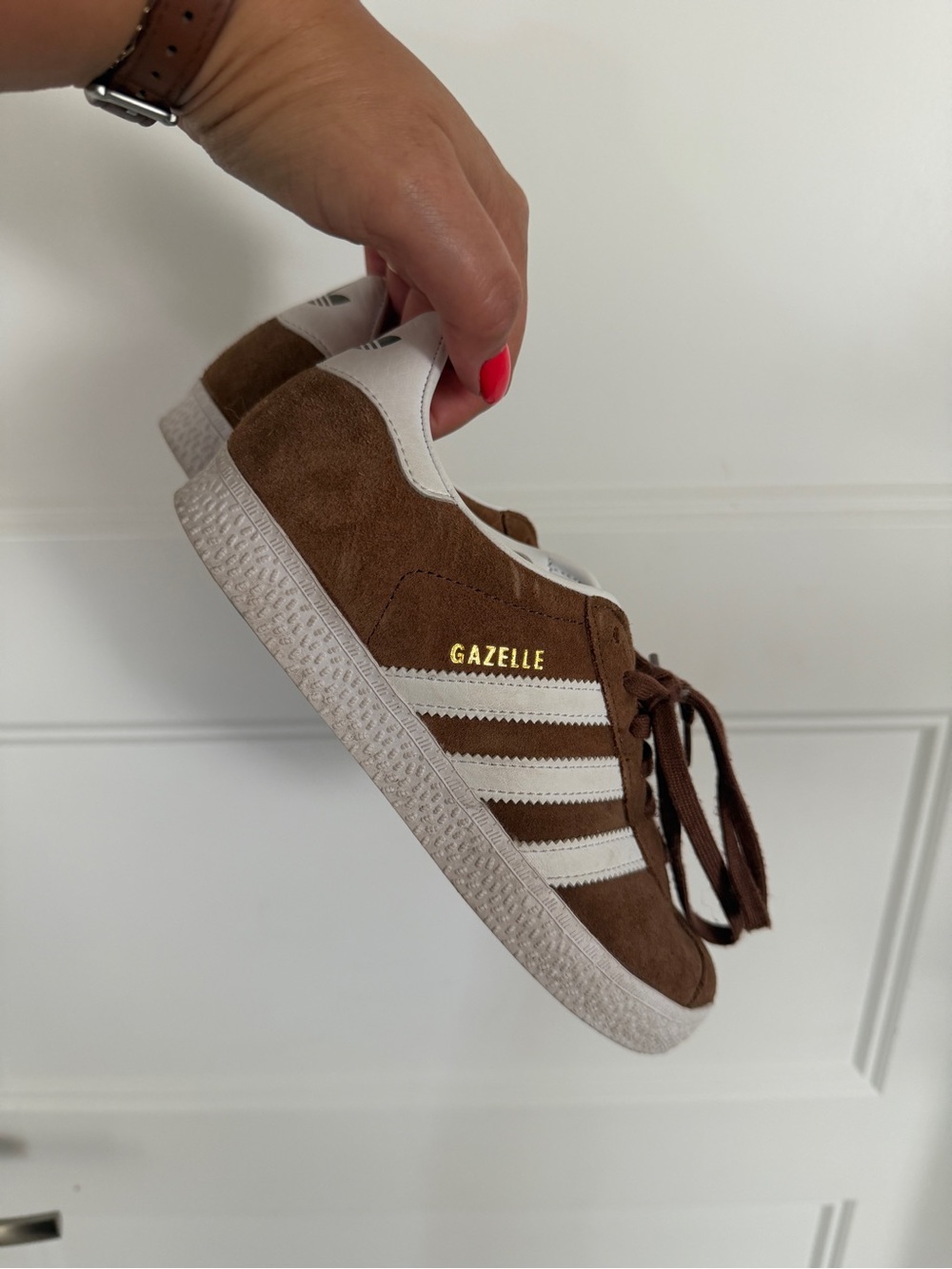 adidas Gazelle Women’s Brown Suede Sneakers with White Stripes